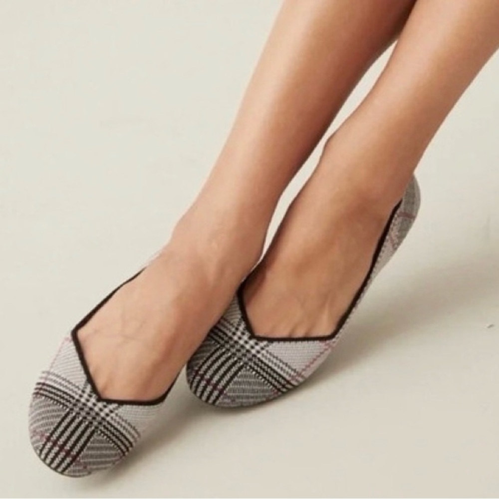 Rothy’s - The Flat Colorful Grey Plaid Round Toed Lightweight Flats - Size 6